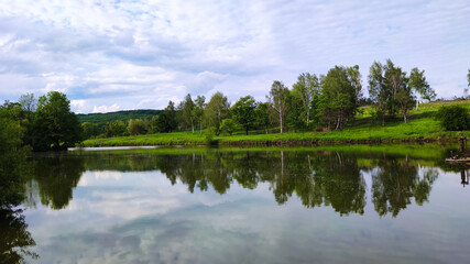 Fototapeta na wymiar Perfect lake landscape in the spring season