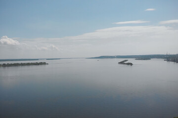 Summer landscape, areal view of the river