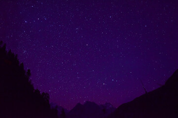 Fototapeta na wymiar Skyful of stars at campsite, on the way to Har ki dun, Uttarakhand, India. 