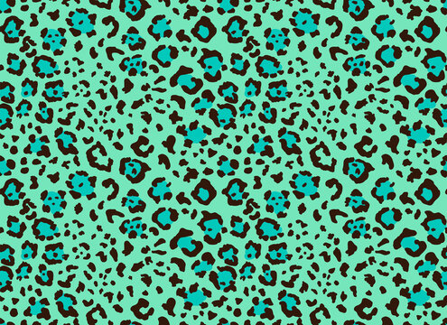 Seamless abstract textile pattern. Fashionable wild leopard print background green color. Modern underwater fabric print design. Stylish vector color illustration