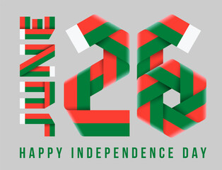 June 26, Madagascar Independence Day congratulatory design with Malagasy flag colors.
