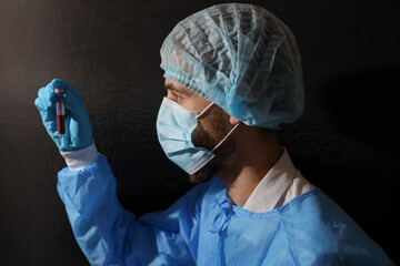 The concept of preventing the spread of the epidemic and treating coronavirus. The doctor points to...