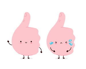 Cute funny sad and happy thumbs up 