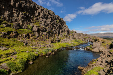 Fototapeta na wymiar Iceland River with Mountains