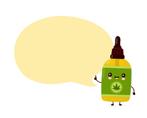 Obraz premium Cute happy funny cannabis CBD oil bottle