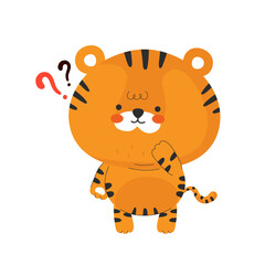 Cute funny little tiger. Vector 