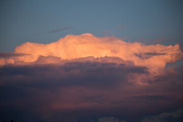 Beautiful magnificent clouds at sunset in the sky