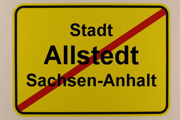 Grafische Darstellung des Stadtausgangsschildes der Stadt Allstedt in Sachsen-Anhalt