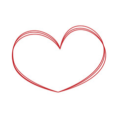 Red heart icon in linear style, linear heart. Heart a symbol of love..