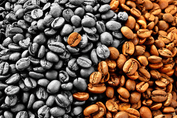 Coffee beans concept background backdrop texture selective saturation 