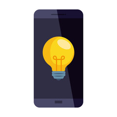 smartphone with light bulb design, Idea creativity genius and imagination theme Vector illustration