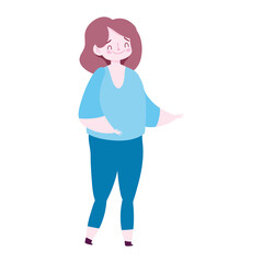 young woman character cartoon female figure isolated design icon