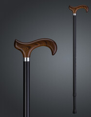 Walking sticks and crutches. High quality photo