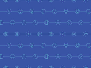 Internet of things background with various icons of smart objects.