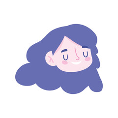 cute little girl face character cartoon isolated design icon