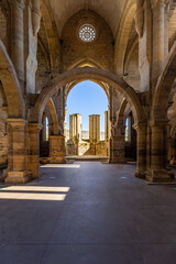 Fototapeta na wymiar Inside the ruins of monastery of Santa Clara a Velha at Coimbra, Portugal