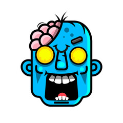 Vector of Cartoon Zombie head Suitable For Greeting Card, Poster Or T-shirt Printing.