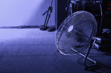 Metal ventilation and air conditioning fan on concert stage