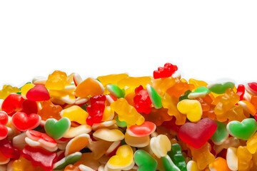 Assorted gummy candies. Top view. Jelly  sweets.