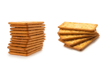 Cracker with salt isolated on white.