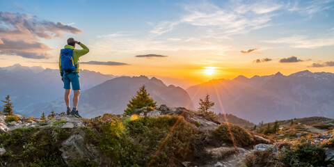 Bergwelten - Sonnenuntergang in den Alpen - obrazy, fototapety, plakaty