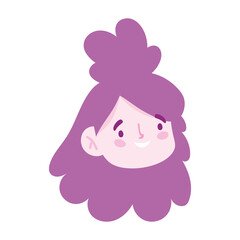 cute little girl face character cartoon isolated design icon