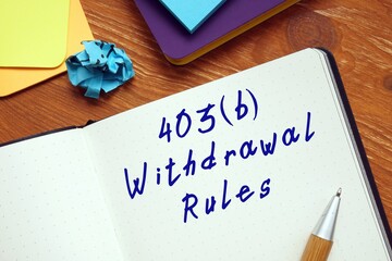 Business concept about 403(b) Withdrawal Rules with phrase on the page.