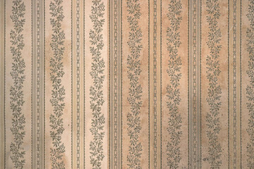 vintage decorative wall paper surface with a floral pattern from ancient texture of an old house...