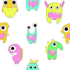 Obraz premium seamless pattern with monsters vector illustration