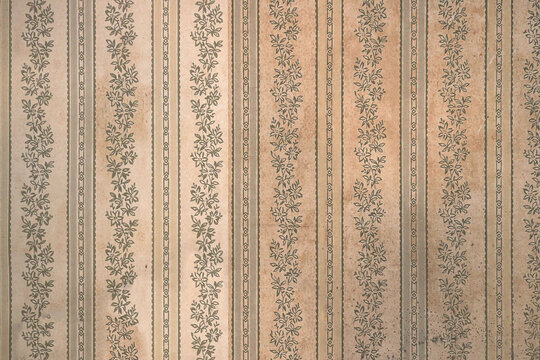 vintage decorative wall paper surface with a floral pattern from ancient texture of an old house interior - victorian background wallpaper