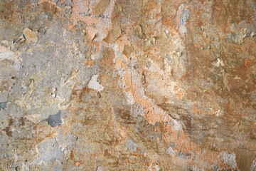 aged grungy wall of paper with peeling colorful painting making a rusty  messy effect - textured wallpaper