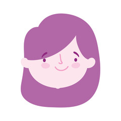 cute little girl face character cartoon isolated design icon