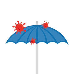 Covid 19 virus over umbrella design of 2019 ncov cov coronavirus infection and corona theme Vector illustration