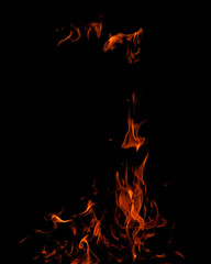 fire on a black background isolated