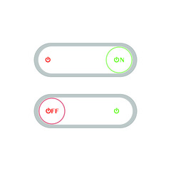 Obraz premium Set of 2 On Off slider style power buttons with grey background, The Off buttons are enclosed in red circle and the on buttons in green circle,