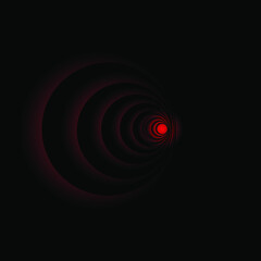 Vortex wave optical illusion red and black in black background.