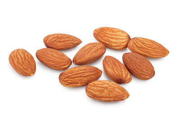 Almonds nuts isolated on white background with clipping path and full depth of field.