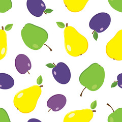 Obraz premium Wektor wzór z różnych i jasne letnie owoce na białym tle