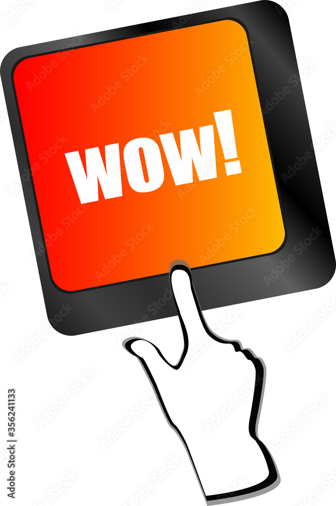 Poster wow button on computer keyboard key