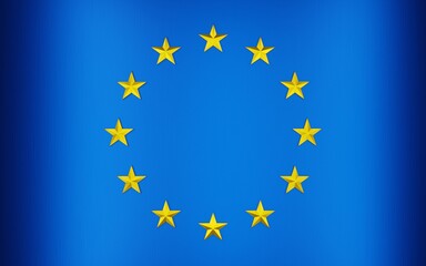Flag of the European Union. Metallic geometrical design background. Digital 3D render.