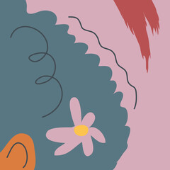 abstract background, drawn with various shapes and doodle objects