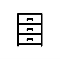 Chest of drawers in Office, line flat vector icon for mobile application, button and website design. Illustration isolated on white background. EPS 10 design, logo, app, infographic