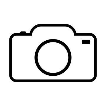Photo camera flat icon, black line camera on white backgraund . vector illustration