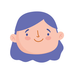 cute little girl face character cartoon isolated design icon
