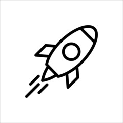 Rocketship, Increase in money concept flat line vector icon for mobile application, button and website design. Illustration isolated on white background. EPS 10 design, logo, app, infographic