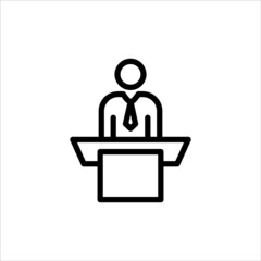 Business presentation flat line vector icon for mobile application, button and website design. Illustration isolated on white background. EPS 10 design, logo, app, infographic, 