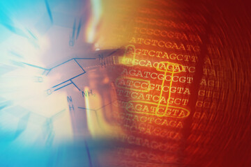 DNA data andchemical formula. Science concept.