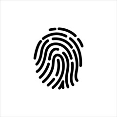 Fingerprint security flat line vector icon for mobile application, button and website design. Illustration isolated on white background. EPS 10 design, logo, app, infographic, 