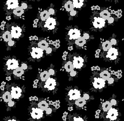 Floral seamless pattern with different flowers and leaves. Botanical illustration hand painted.