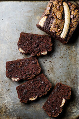 Homemade double chocolate banana bread